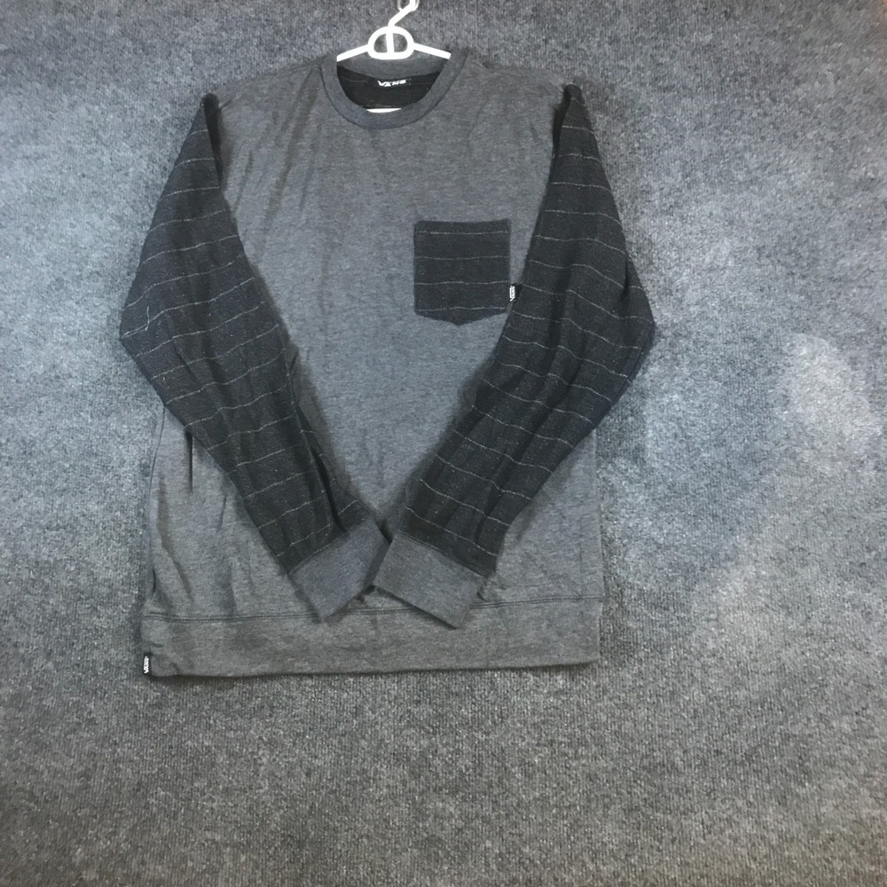 Vans Sweatshirt Mens M Gray Front Pocket Long Sleeve Crew Neck Pullover READ